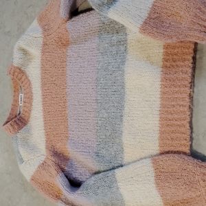 Aritzia fuzzy striped sweater